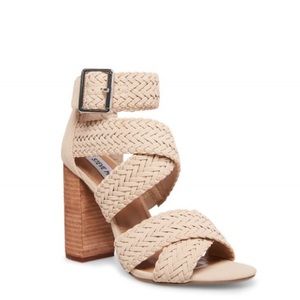 STEVER MADDEN SPRITZ NUDE BRAIDED HEELS SIZE 5